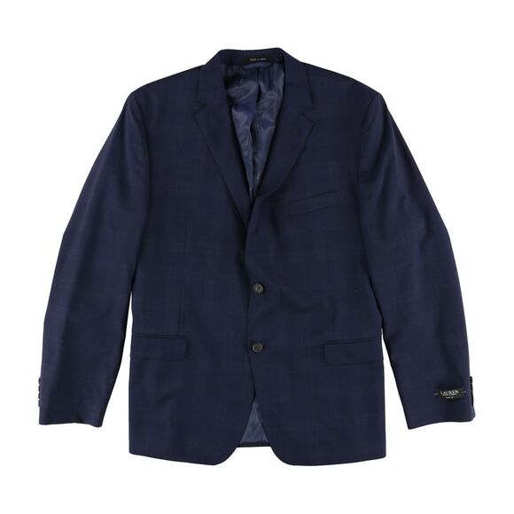 Ralph Lauren Mens Plaid Two Button Blazer Jacket Blue 48 Long DM
